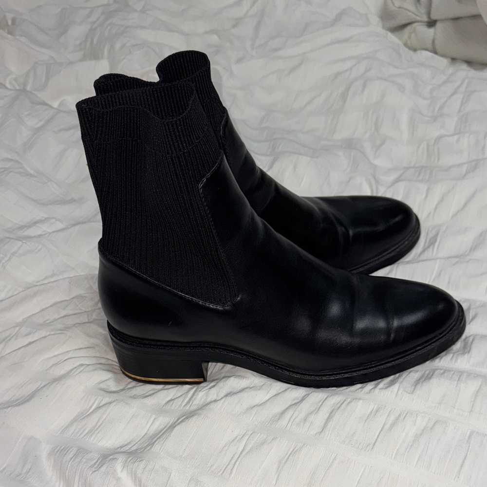 Zara Black Leather Ankle Boots